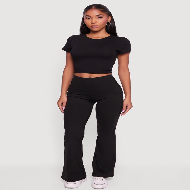 High Waisted Flare Leg Active Pants
