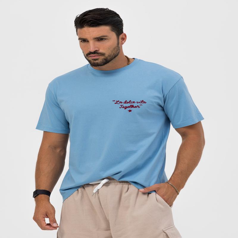 NOHOW LMTD DOLCE VITA T-SHIRT IN LIGHT BLUE