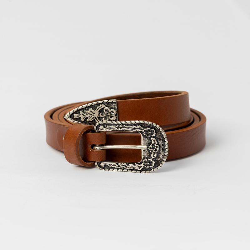 DANIEL LEATHER BELT IN COGNAC WITH TOE CAP