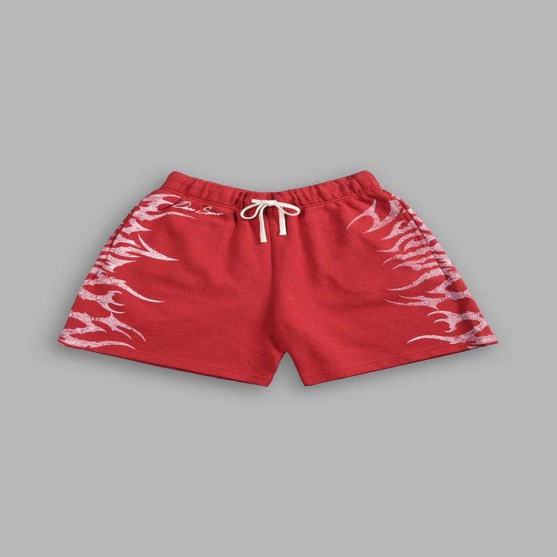 Wolf Iron Oversized Post Lounge Sweat Shorts in Roman Red