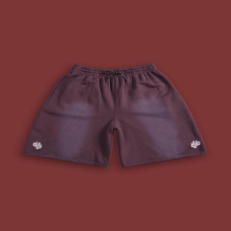 Dual Oversized Osiris Sweat Shorts in Darc Purple Sun Fade