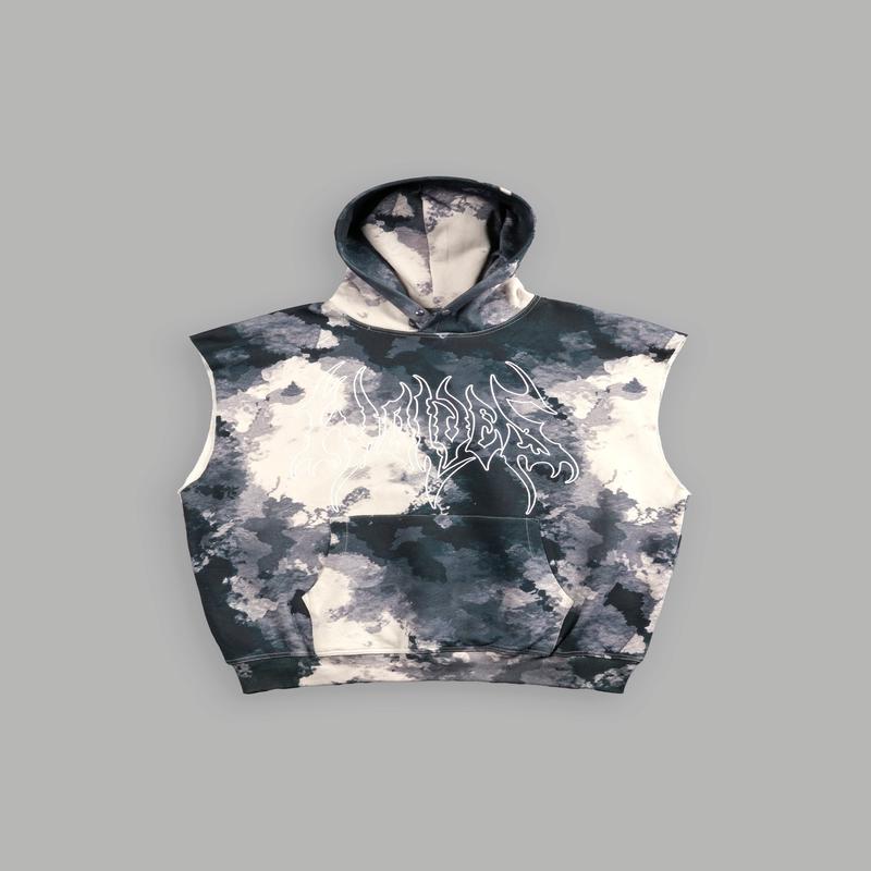 Hesh Forever "Pierce" Cap Sleeve Hoodie in Sandstorm Marble Wash