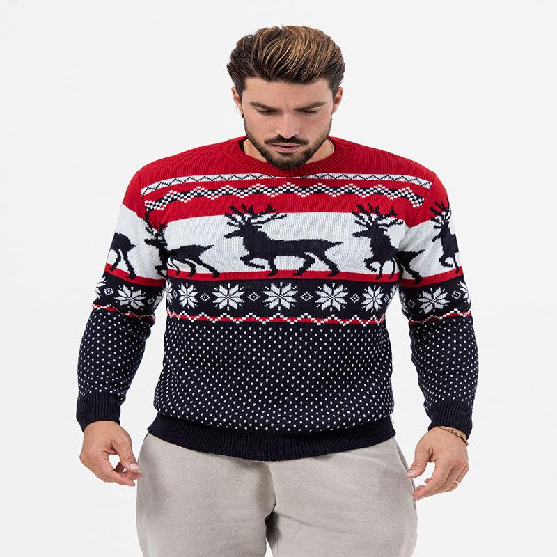 REINDEER CREWNECK SWEATER IN RED