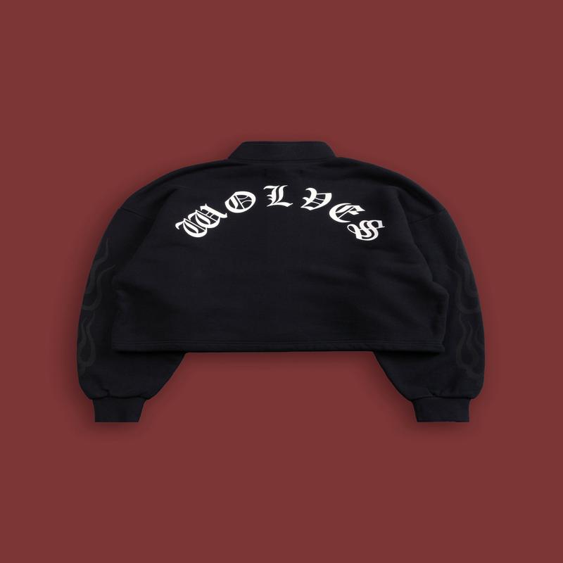 Wolves Flame Oversized "Everson" Mockneck Sweater in Black