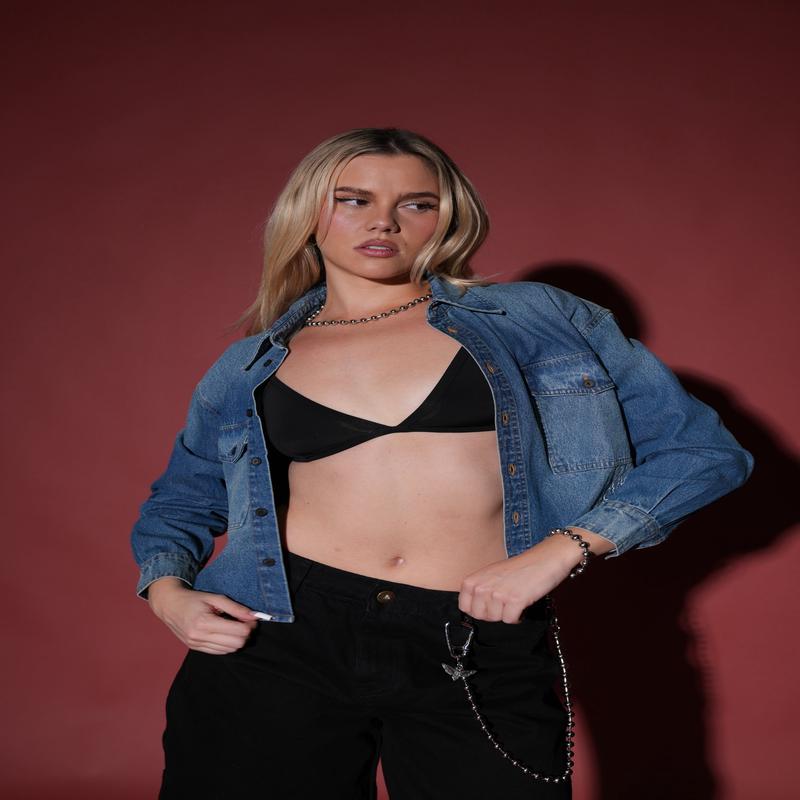 Why Wait Ruthy L/S Denim Button Up in Blue Wash