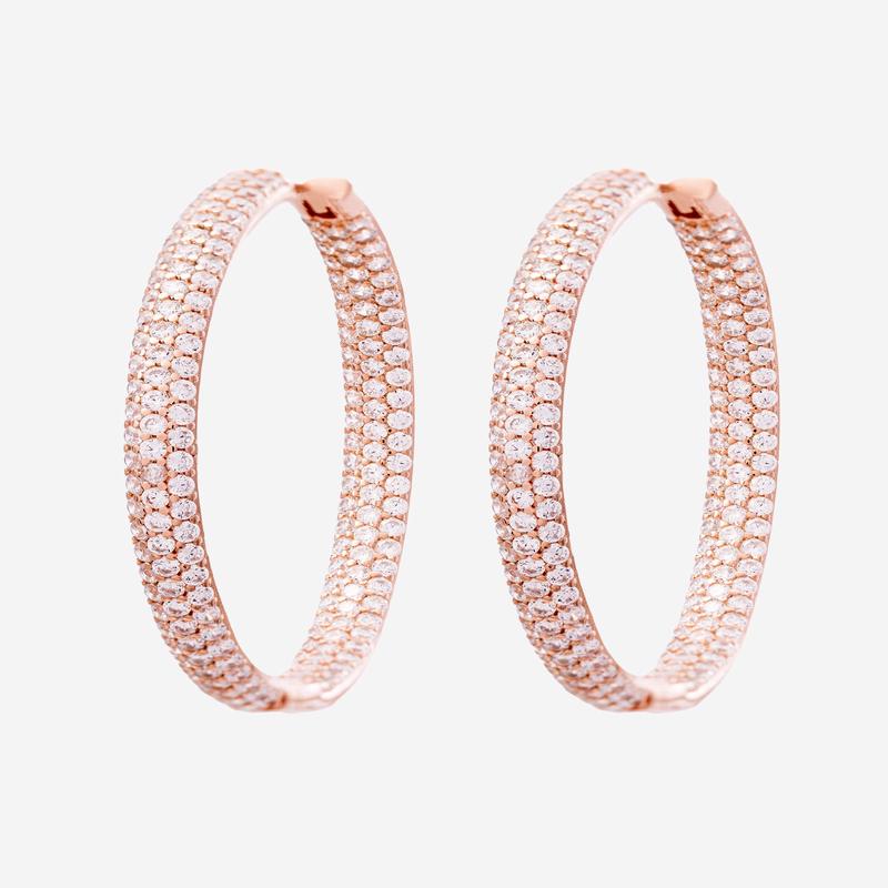 DAFNE CIRCLE EARRINGS IN ROSE GOLD WITH ZIRCONS