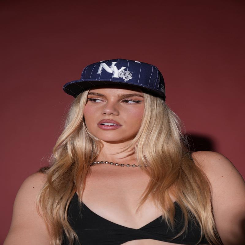 NY Wolves Fitted Hat in Navy Stripe