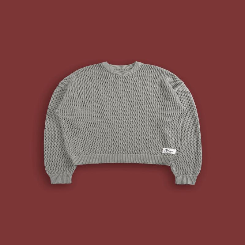 Since Patch Satva Knit L/S Crewneck in Darc Cactus Gray