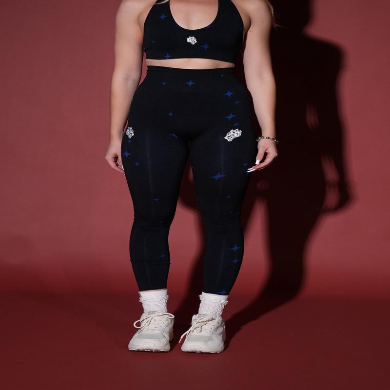 Dual "Everson Seamless" Scrunch Leggings in Darc Cobalt Starry Night