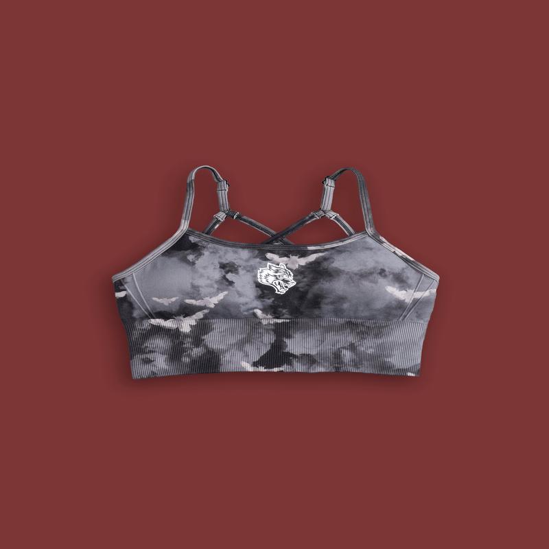 Single Wolf Chopper "Everson Seamless" Huxley Bra in Black Death Moth Ghost Clouds