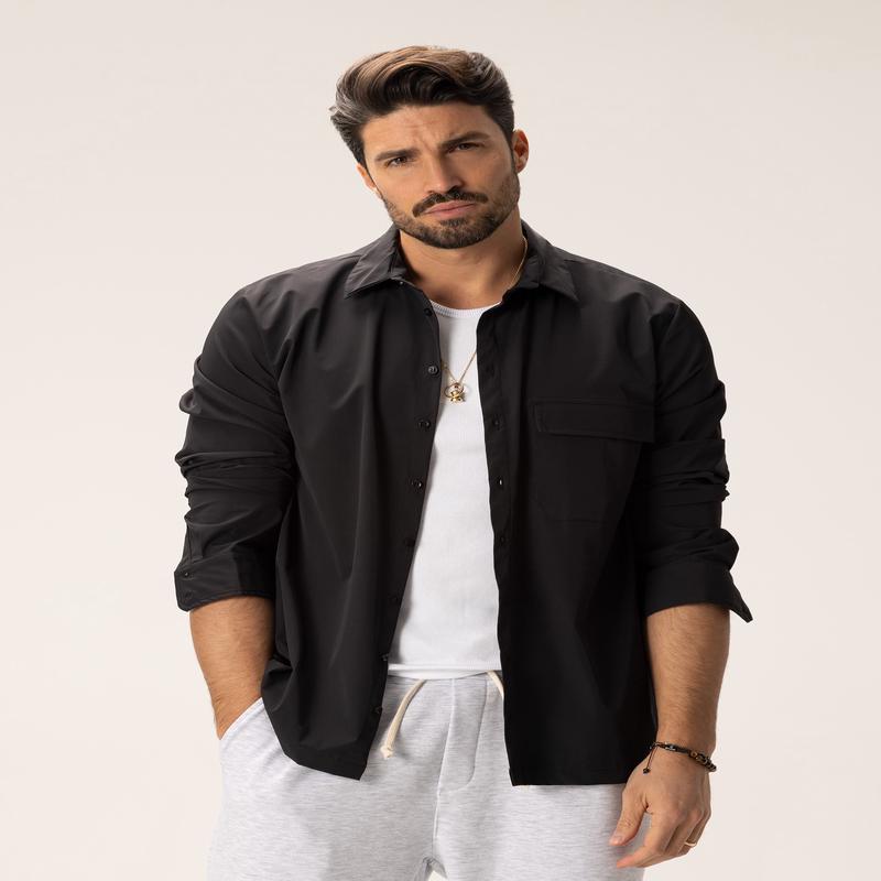 ZEKE TECH CASUAL SHIRT IN BLACK