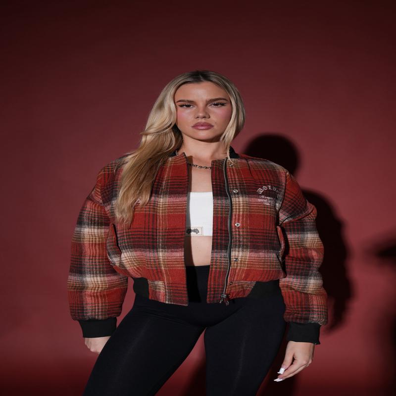 She Chopper Vicious Bomber Jacket in Brimstone Plaid