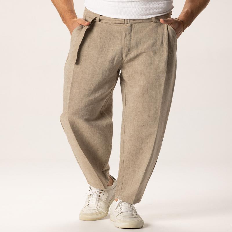 SOSUKE LINEN CASUAL PANTS IN BEIGE