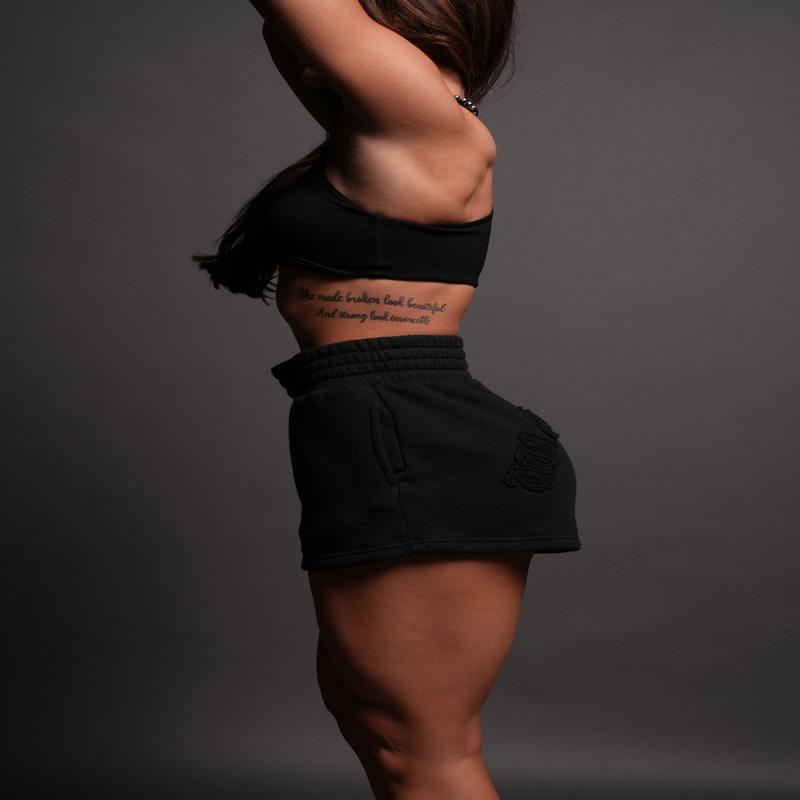 Chopper Appliqu Everson Sweat Shorts in Black