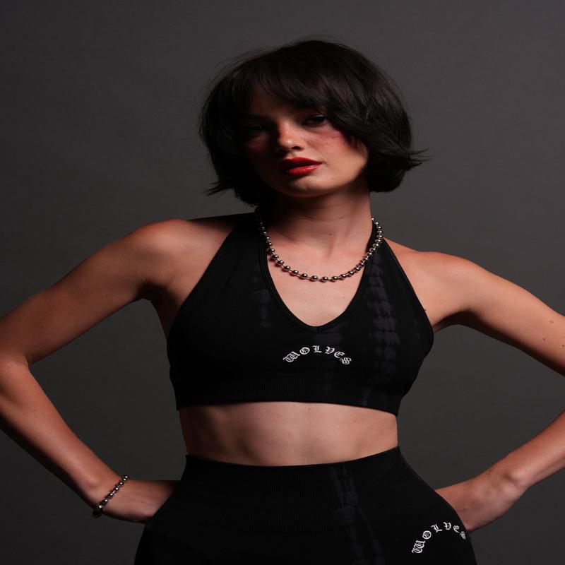 Chopper "Everson Seamless" Halter Bra in Black Tonal Serpent