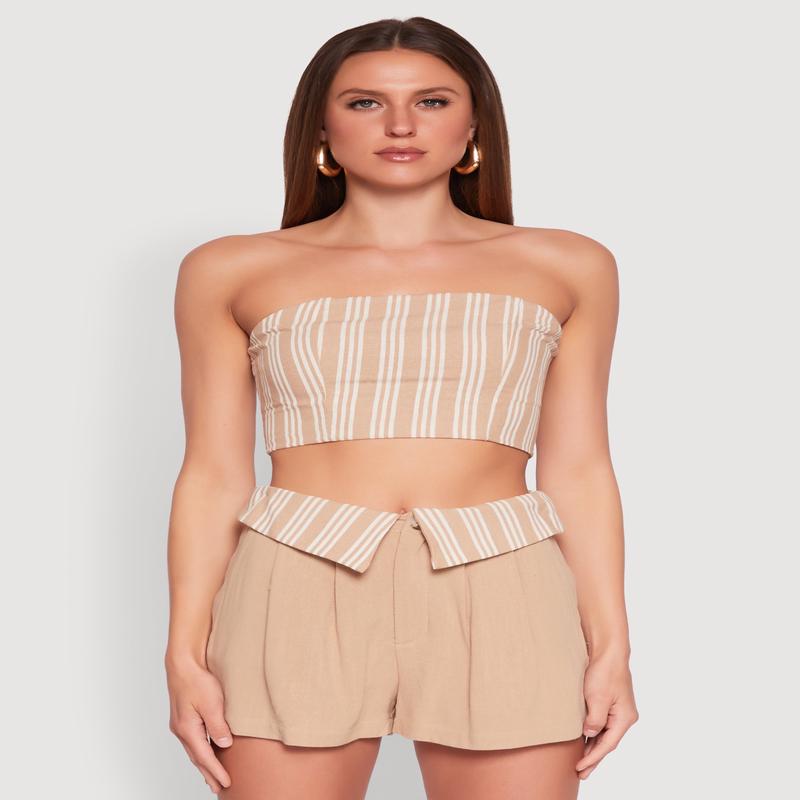 Cropped Stripe Tube Top