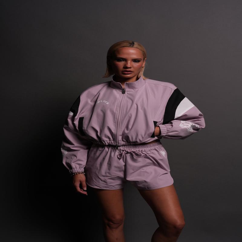 Death Becomes Her Nadia Track Jacket in Purple Smoke/Black/White