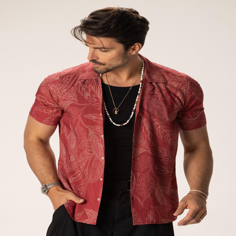 FEATHER PRINTED SHIRT IN RED