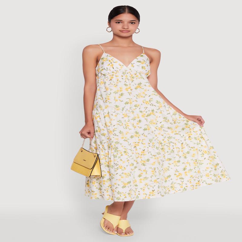 Haute Monde Floral Tiered Midi Dress