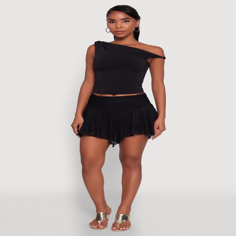 Iris Floral Lace Ruched Mini Skort