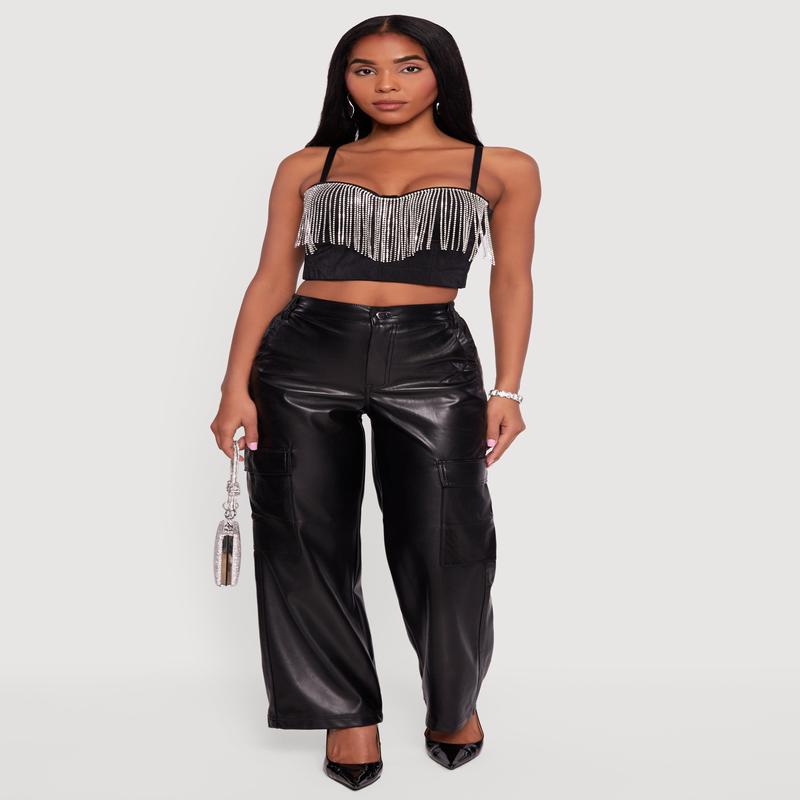 Rhinestone Trim Bustier Crop Top