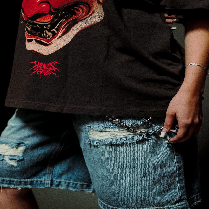 Wolf Chopper Seline Denim Shorts in Light Wash