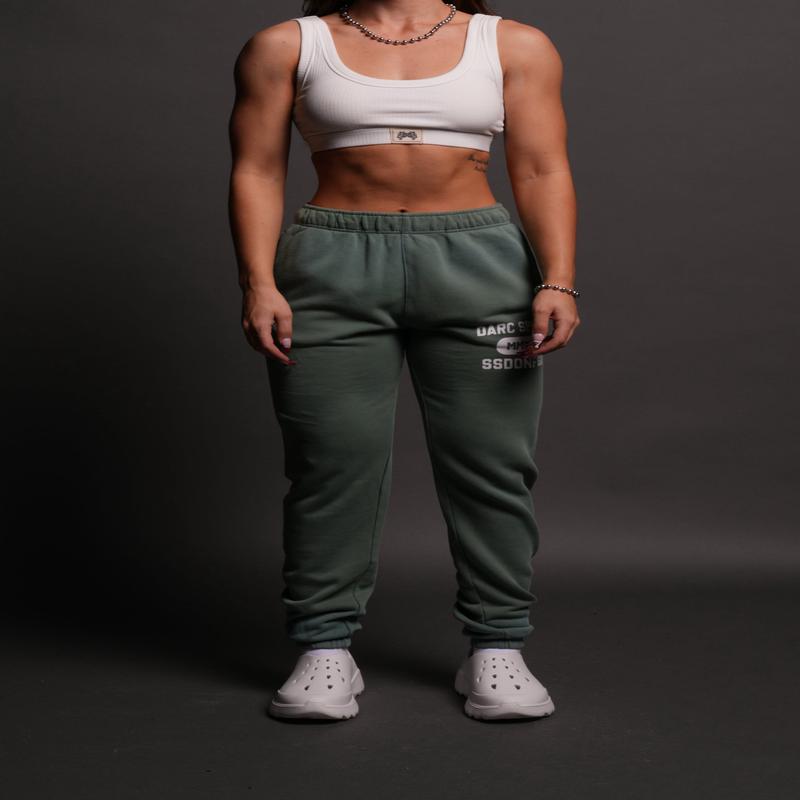 Wolves Forever She Post Lounge Sweats in Hunter Green Driftwash