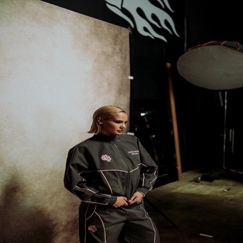 Darc Sport Wolves Quinn Track Jacket in Wolf Gray/Cherry Blossom