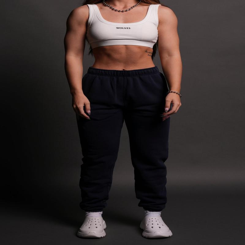 Loyal Wolf She Post Lounge Sweats in Navy/Maroon