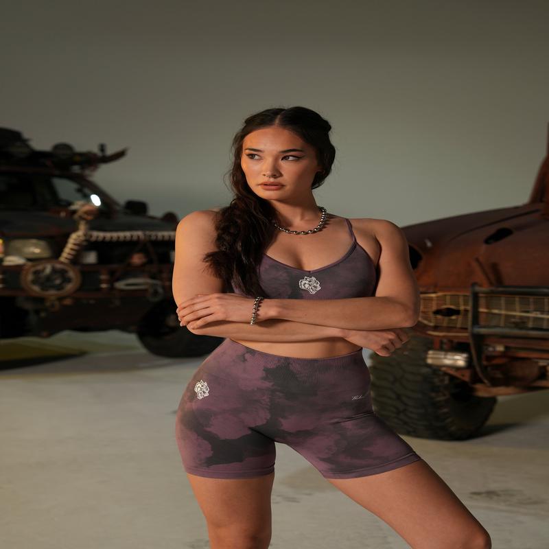 Conquer Everson Seamless "Training" Shorts in Cipher Purple Big Ghost Cloud