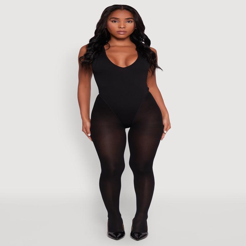 Seamless V Neck Thong Bodysuit