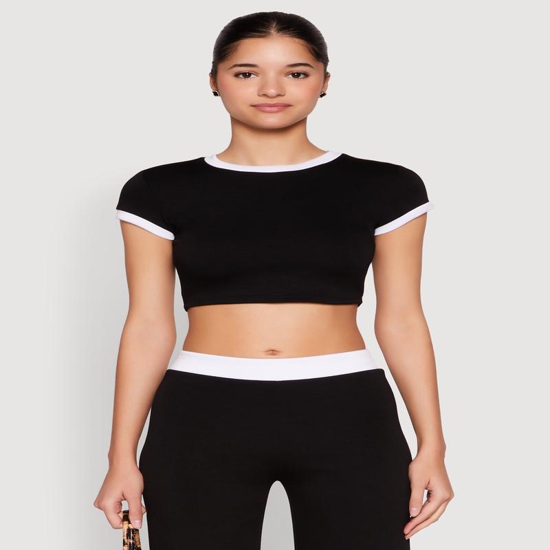 Short Sleeve Ringer Crop Top