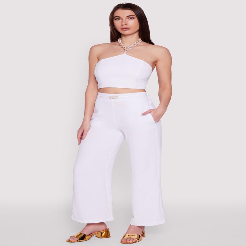 Airy Chain Belted Front Pants