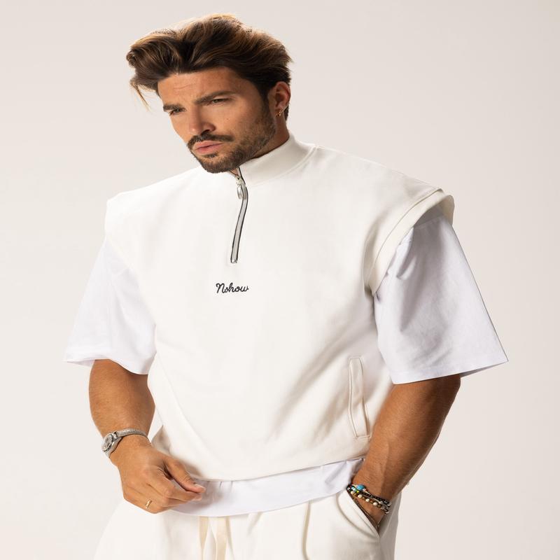 BRODIE SLEEVELESS SWEATSHIRT IN CREAM