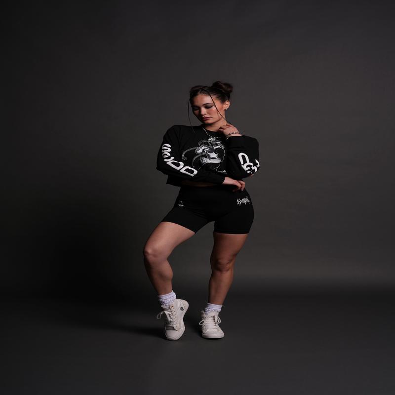 Fighter "Premium" (Cropped) L/S Tee in Black