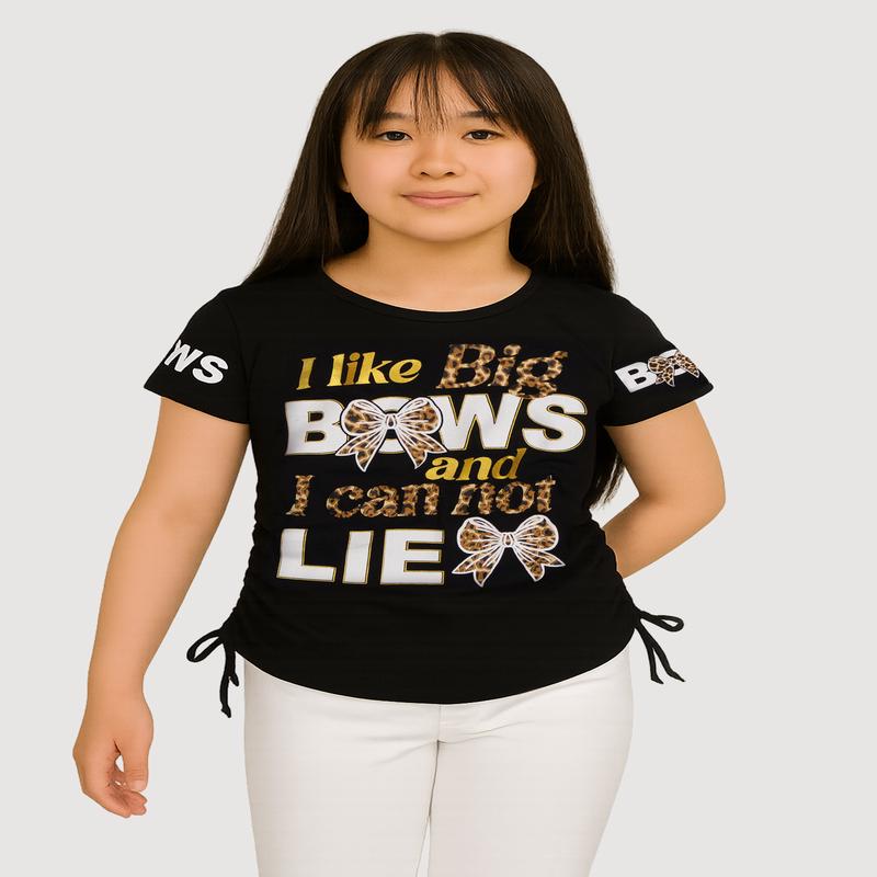 Girls I Like Big Bows Crew Neck Graphic T-Shirt