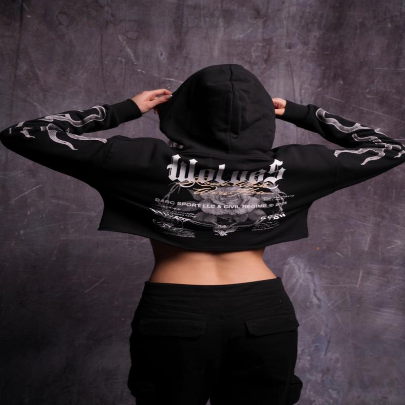 Infernal Bloom "Pierce" (Cropped) Hoodie in Black