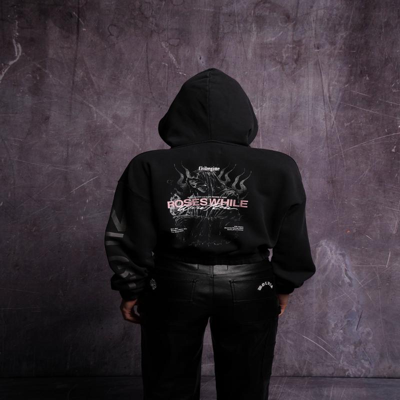 Life and Death "Chambers" (Cropped) Zip Hoodie in Black