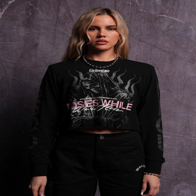 Life and Death "Premium" (LS Cropped) Tee in Black