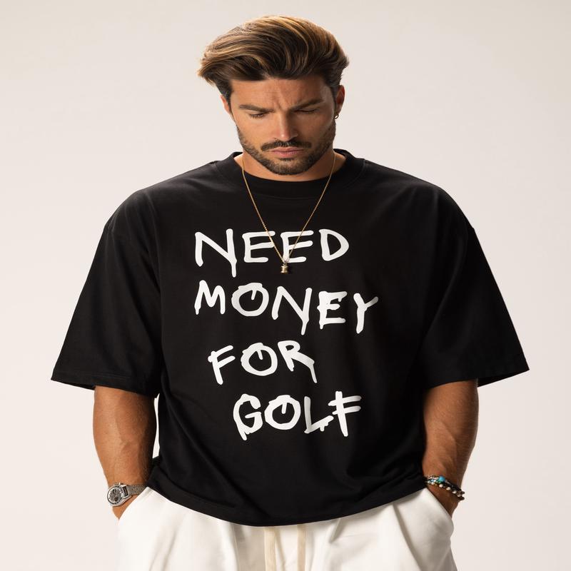 NEED MONEY FOR GOLF PRINTED T-SHIRT IN BLACK