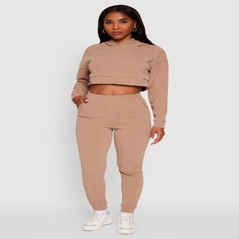 Ribbed Knit Solid Joggers