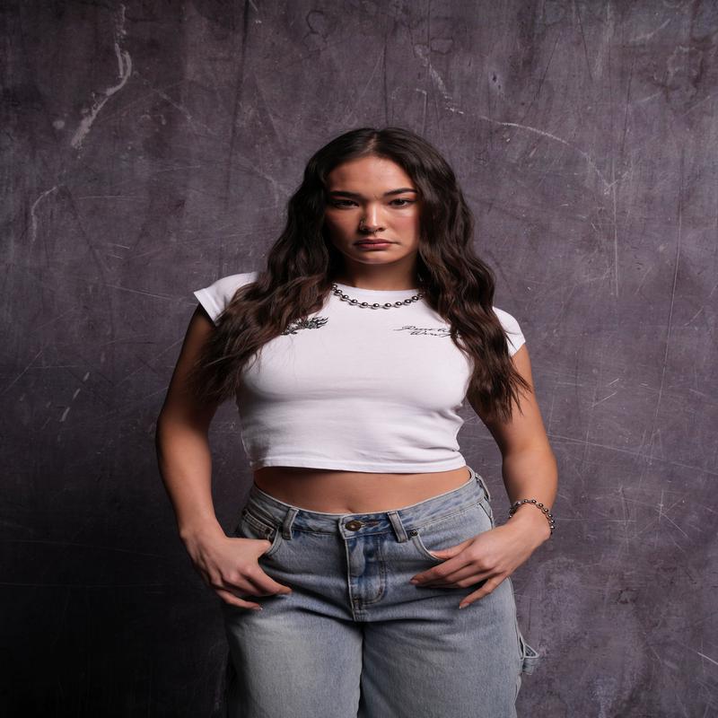 Roses While We're Here "Baby" Tee in White