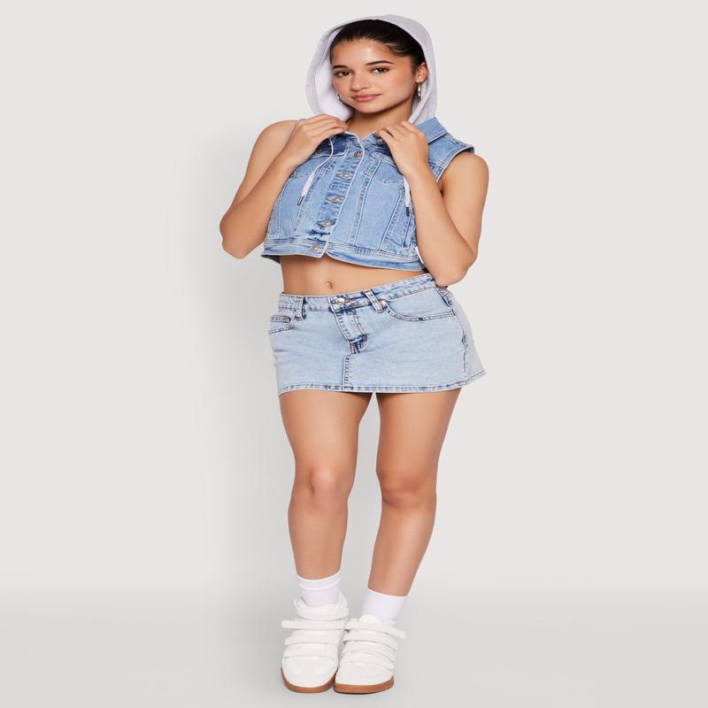 WAX Hooded Denim Vest