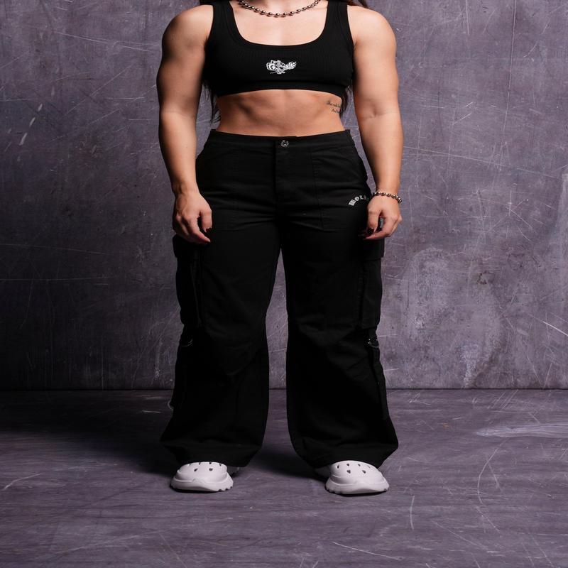 Wolf Chopper She Parachute Pants in Black