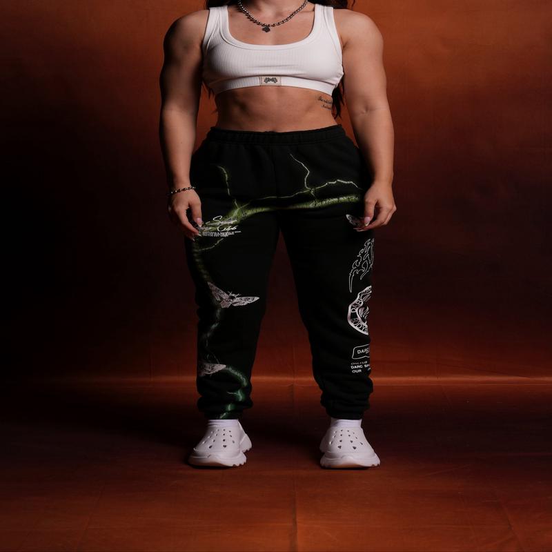 Charged Up She Post Lounge Sweats in Black