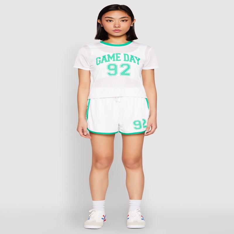 Contrast Trim Jersey Mesh Dolphin Shorts