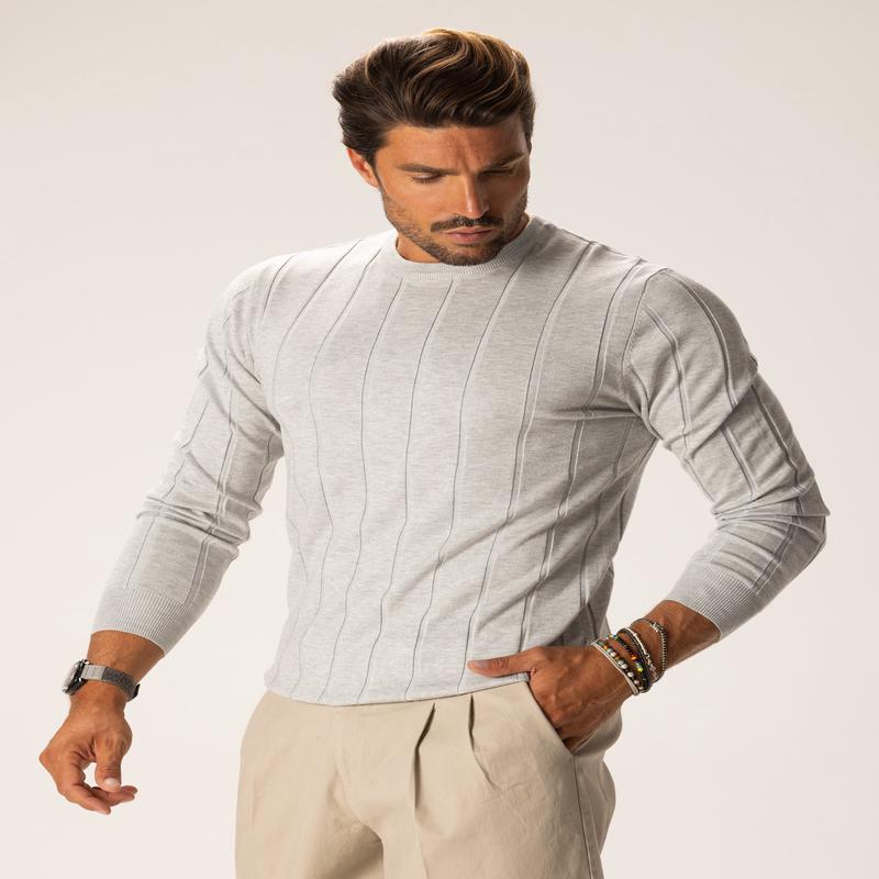 FREDDIE CREWNECK SWEATER IN LIGHT GREY