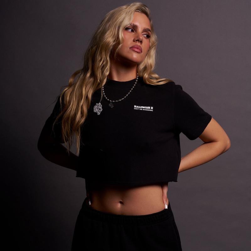 Halloween II "Premium" (Cropped) Tee in Black/White