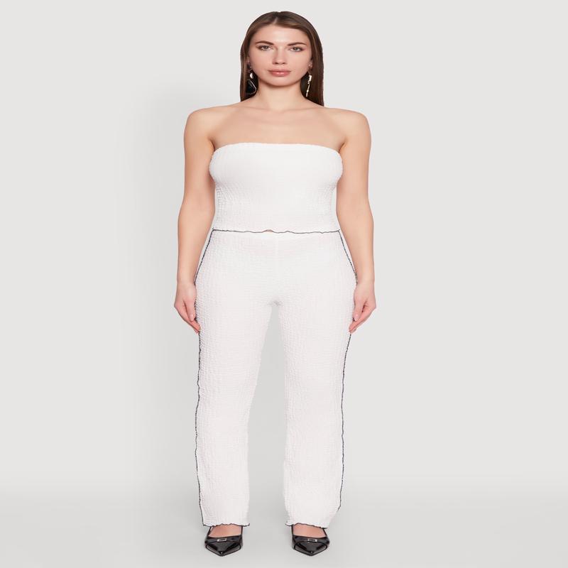 High Waisted Contrast Trim Pants