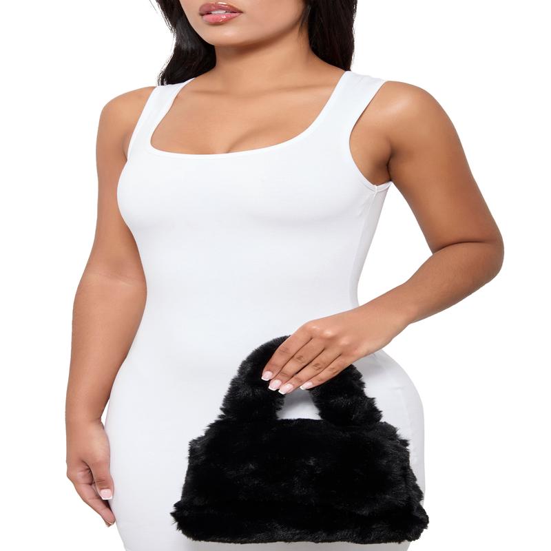 Faux Fur Convertible Handbag